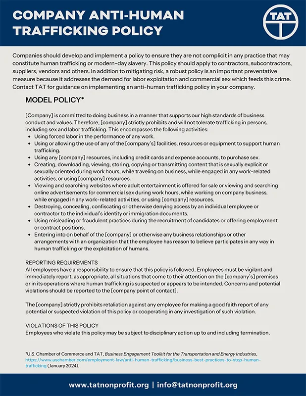 Company Anti-Human Trafficking Policy