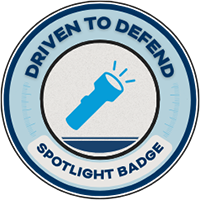 Driven to Defend Spotlight Badge