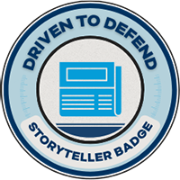 Driven to Defend Storyteller Badge