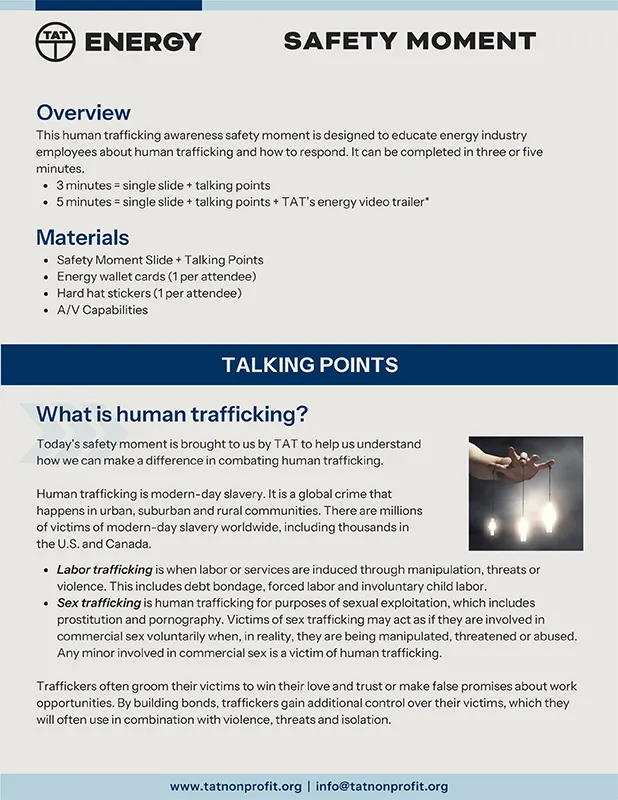 Energy Safety Moment