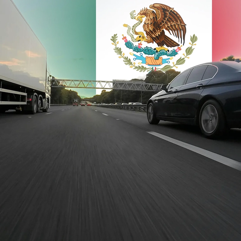 Highway with Mexican flag