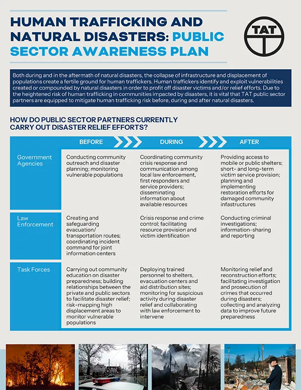 Human Trafficking and Natural Disasters: Public Sector Awareness Plan