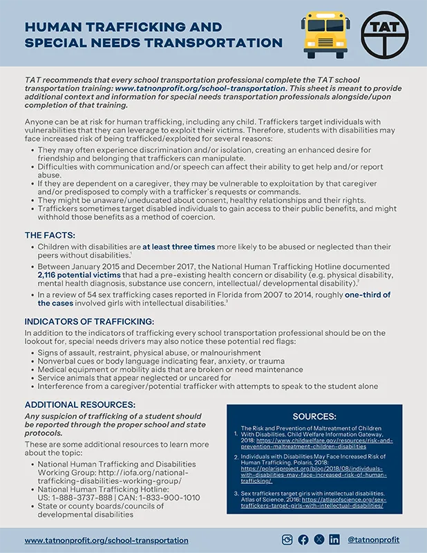 Human Trafficking and Special Needs Transportation