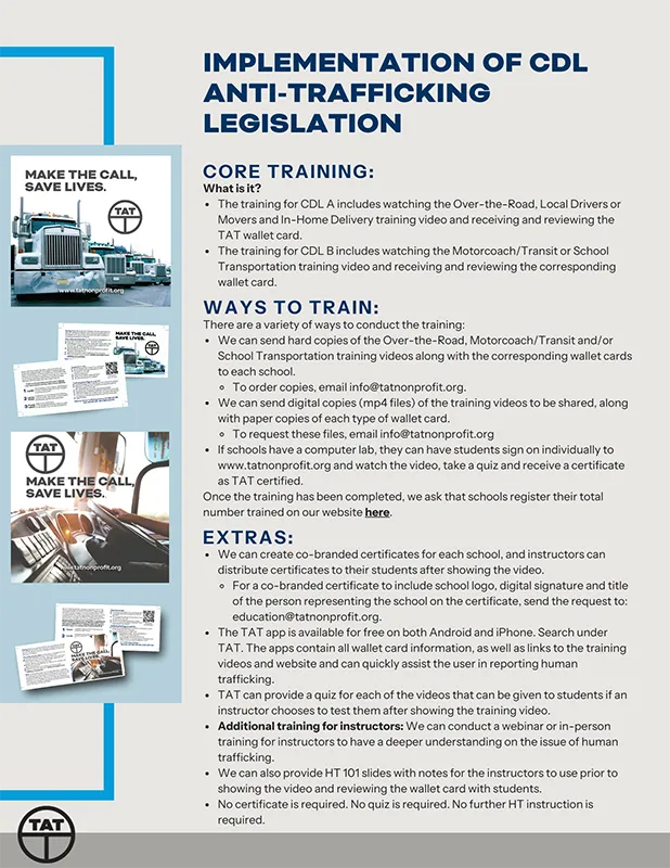 Implementation of CDL anti-trafficking legislation document