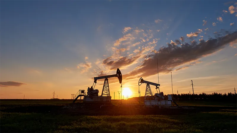 Oil derricks in a field