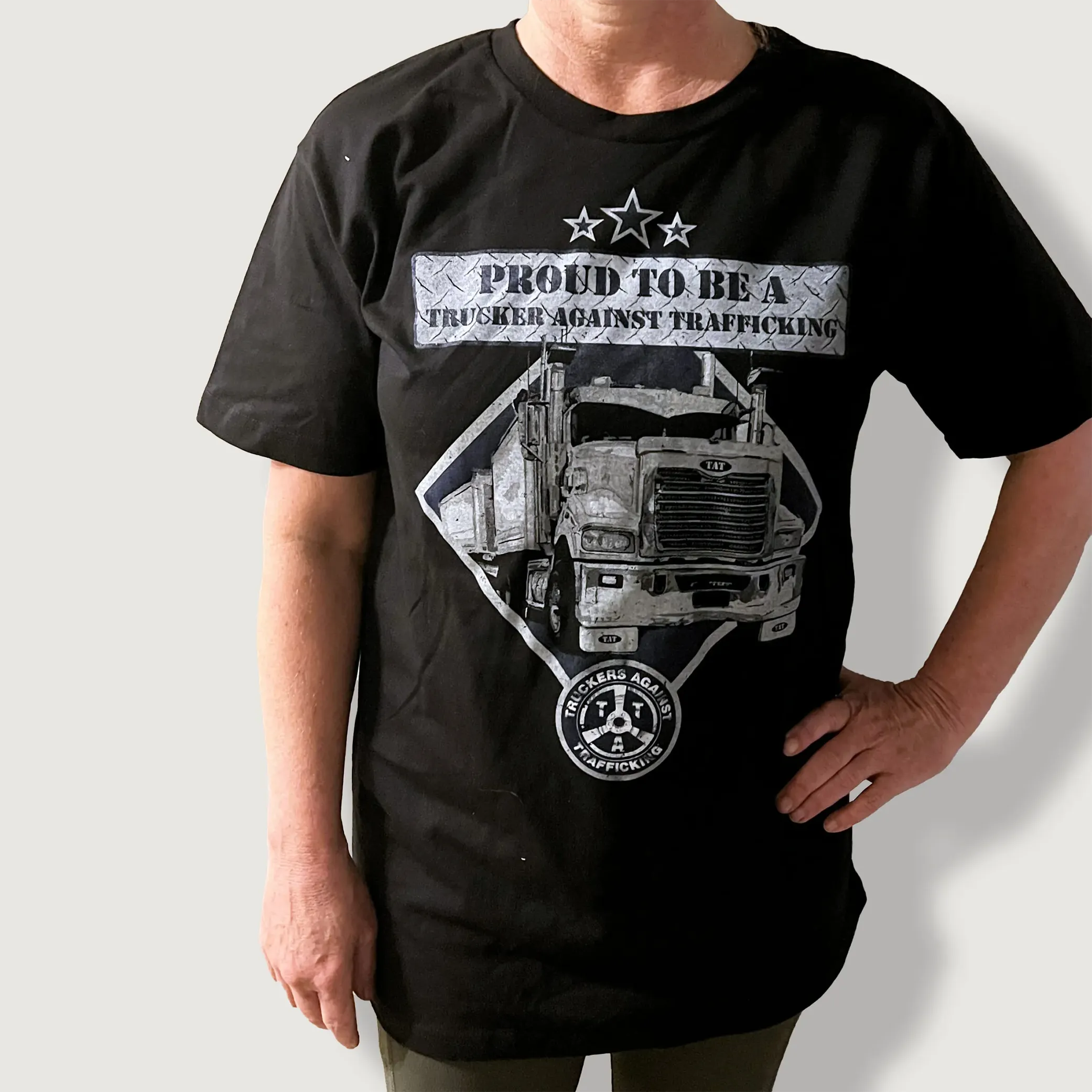Proud to Be a Trucker Against Trafficking T-Shirt (Black)