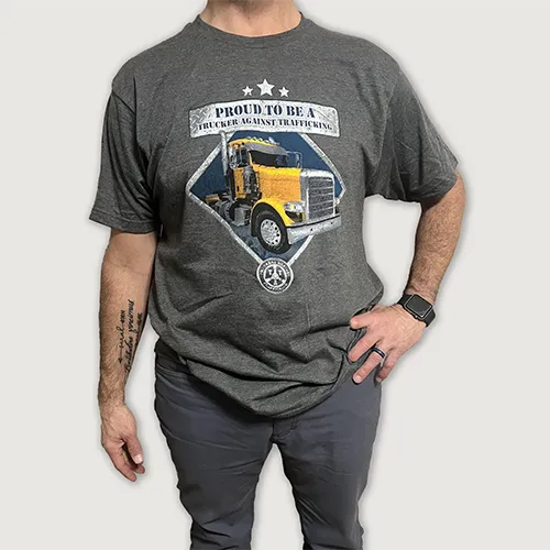 Proud to Be a Trucker Against Trafficking T-Shirt (Grey)