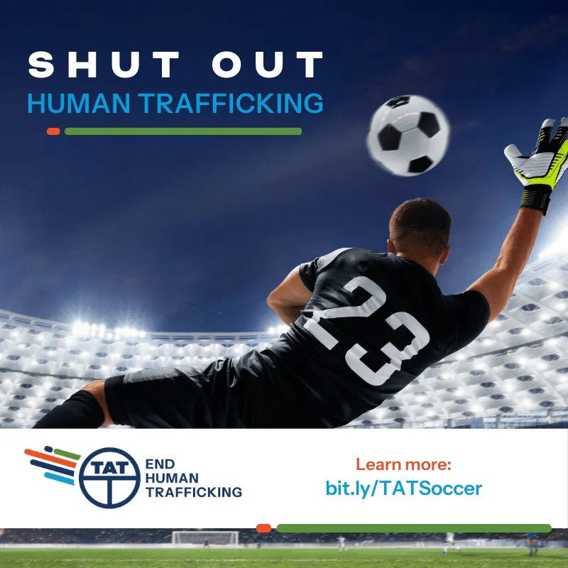 Shut Out Human Trafficking social media graphic (goalie)