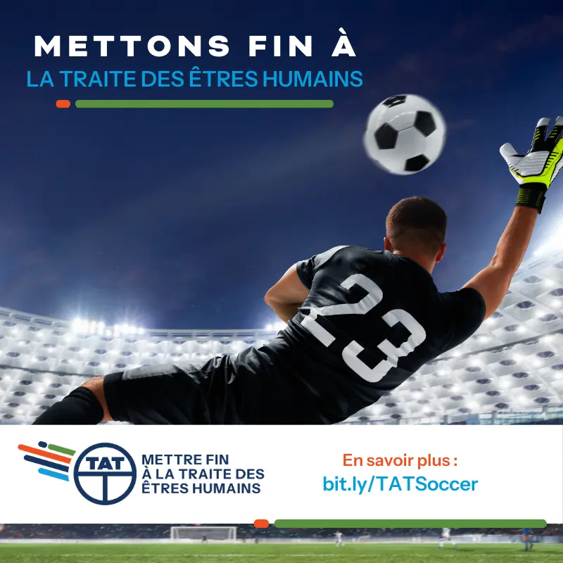 Shut Out Human Trafficking social media graphic (goalie) - French
