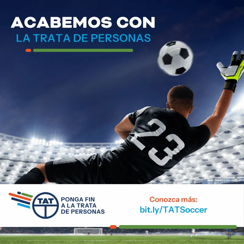 Shut Out Human Trafficking social media graphic (goalie) - Spanish