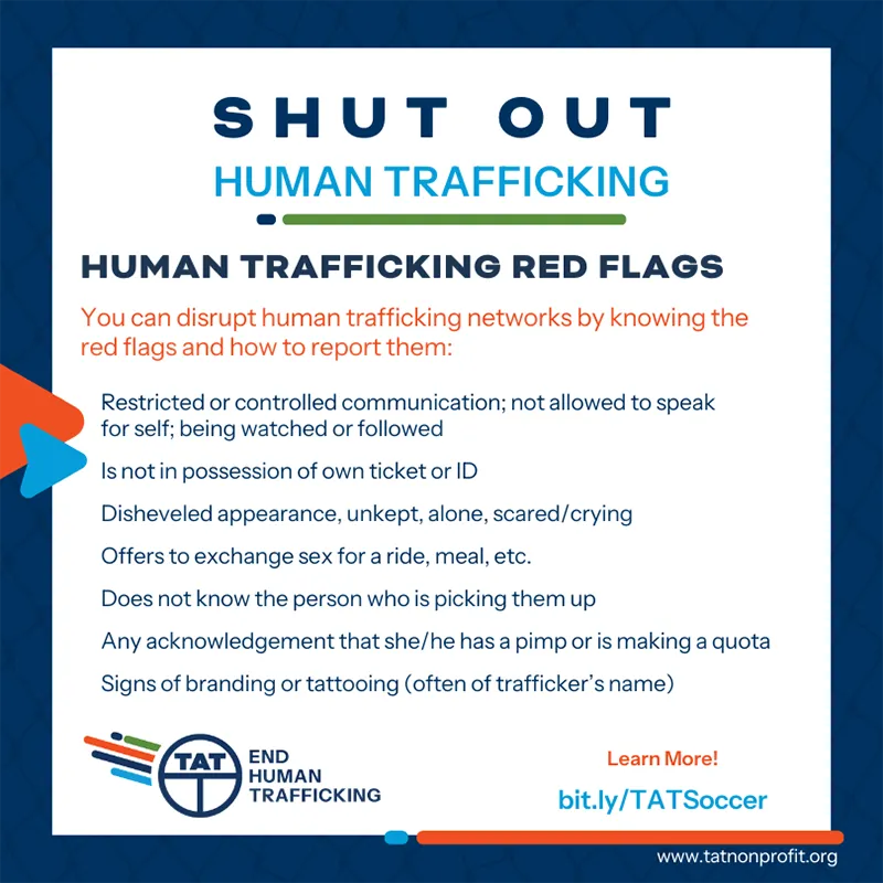 Shut Out Human Trafficking social media graphic (red flags)