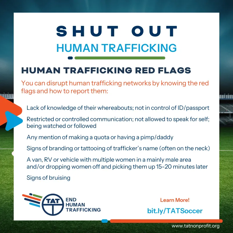 Shut Out Human Trafficking social media graphic (red flags)