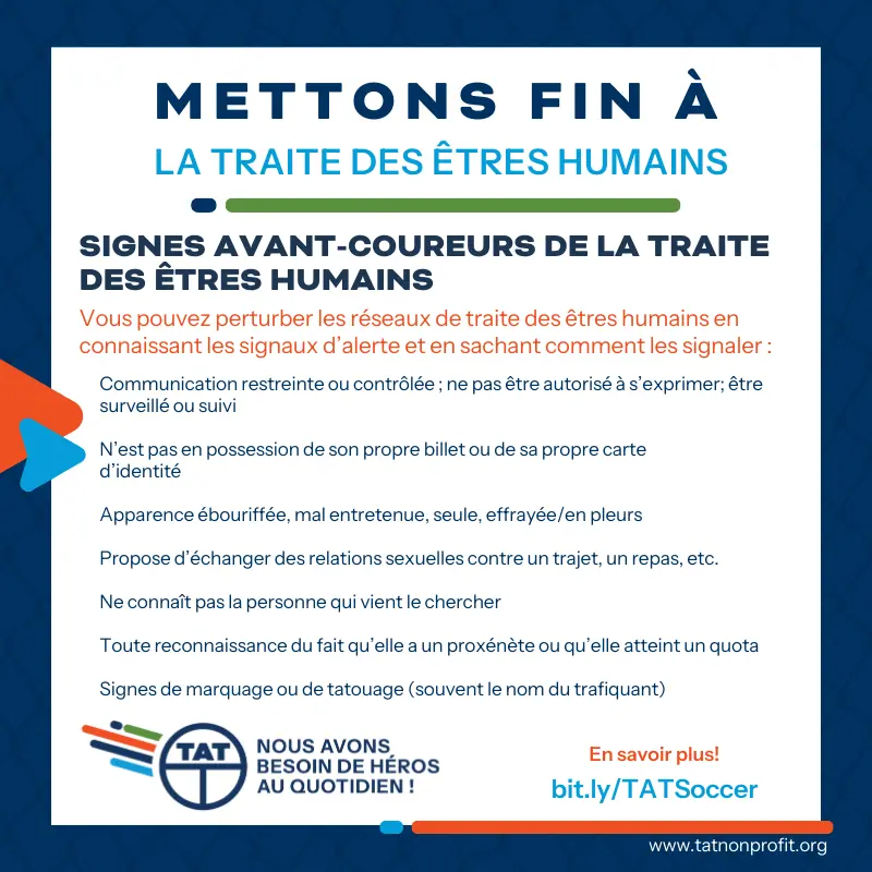 Shut Out Human Trafficking social media graphic (red flags) - French