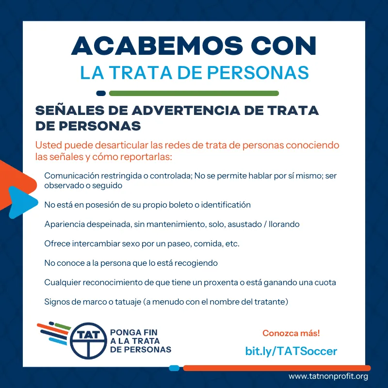 Shut Out Human Trafficking social media graphic (red flags) - Spanish