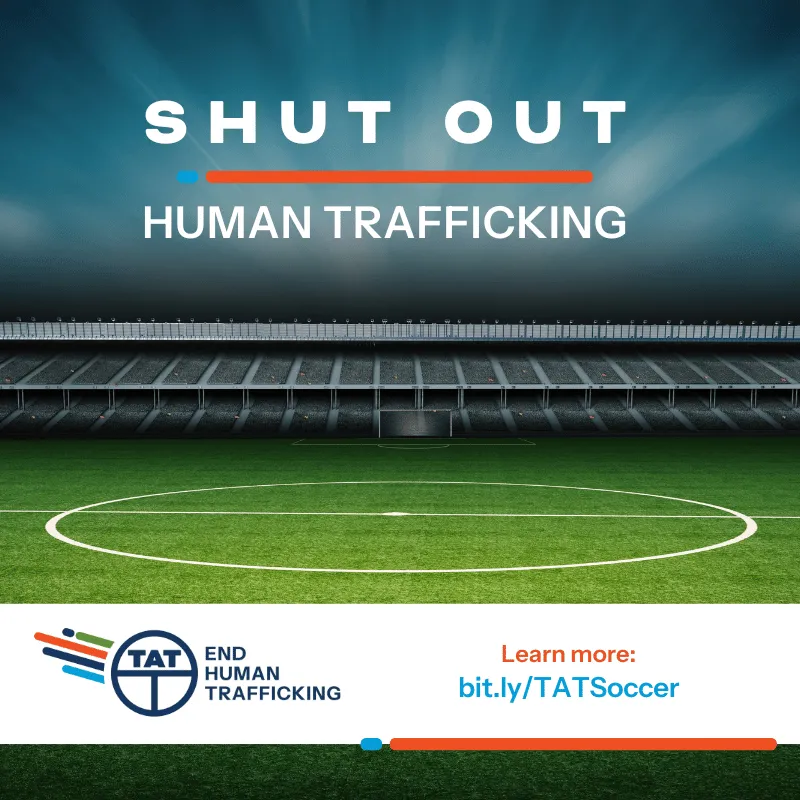 Shut Out Human Trafficking social media graphic (soccer field)