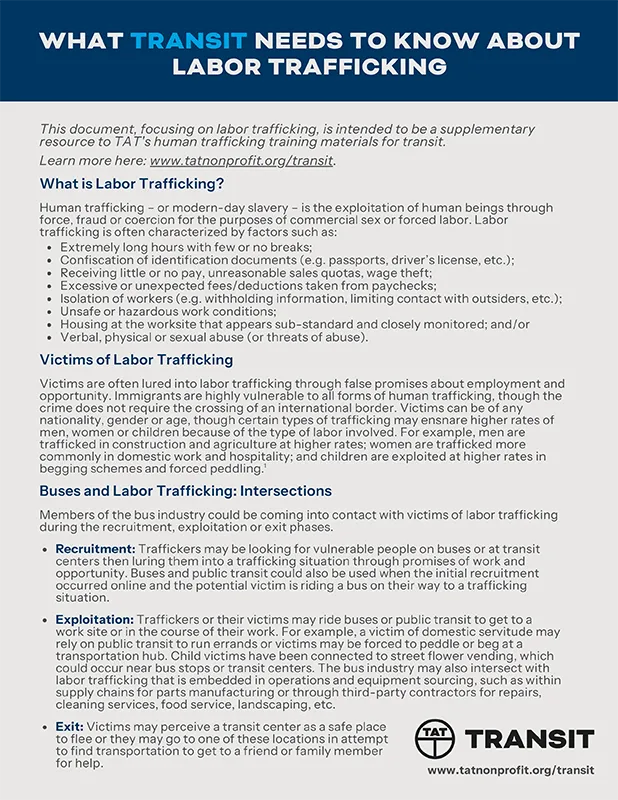 What Transit Needs to Know About Labor Trafficking