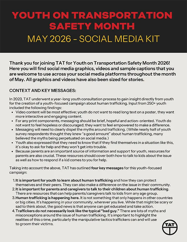 Youth on Transportation Safety Month social media kit